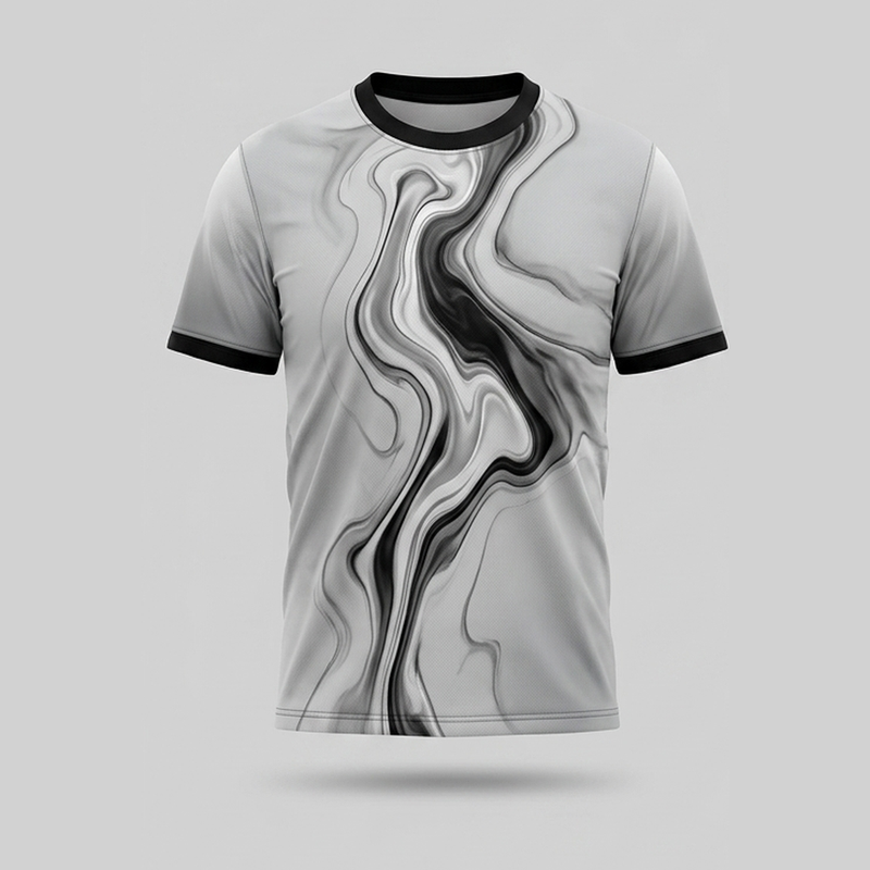 Monochrome Fluid Marble Smoke Aop Tshirt