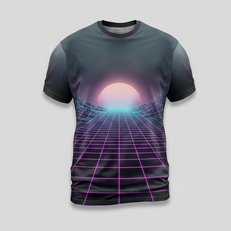 Cyberpunk Neon Wireframe Grid Aop Tshirt