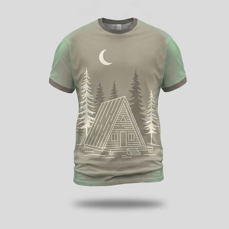 Cozy Mountain Cabin Pine Forest Aop Tshirt