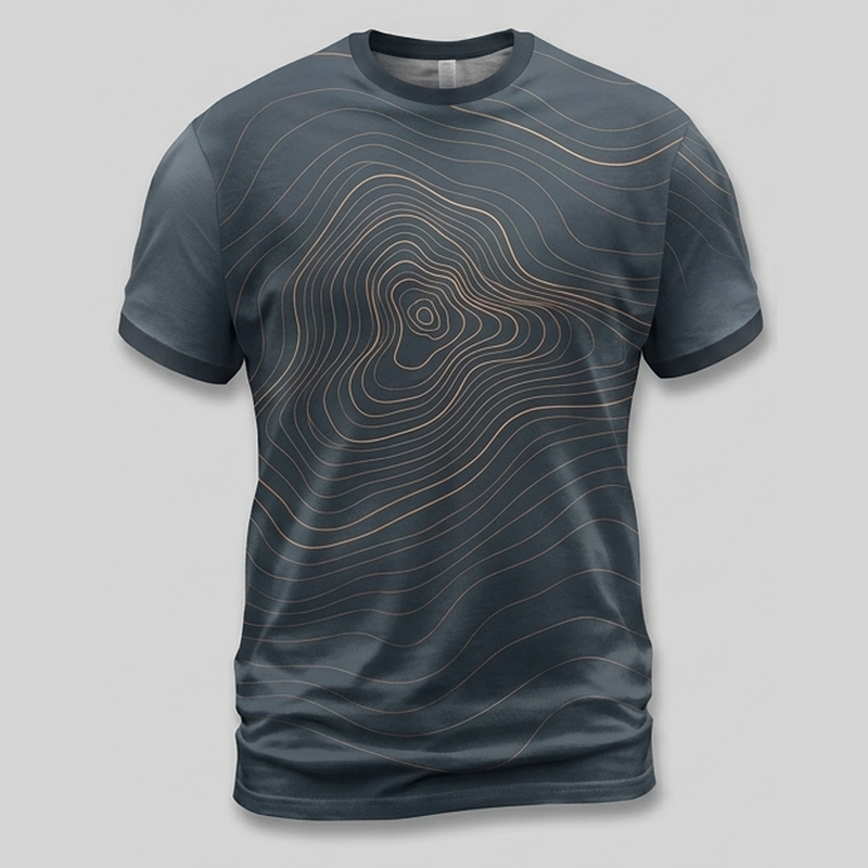 Topographic Mountain Elevation Map Aop Tshirt