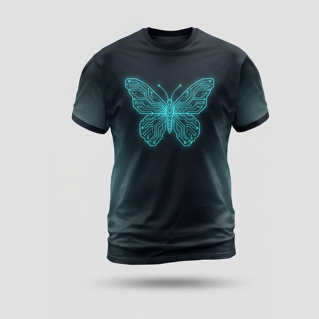 Cyberpunk Neon Circuit Butterfly Aop Tshirt