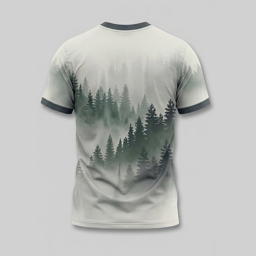 Misty Pine Forest Lone Wolf Outdoor Aop Tshirt