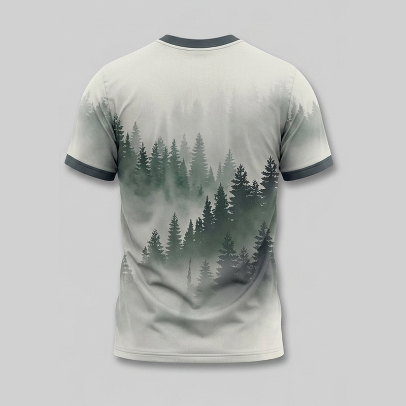Misty Pine Forest Lone Wolf Outdoor Aop Tshirt