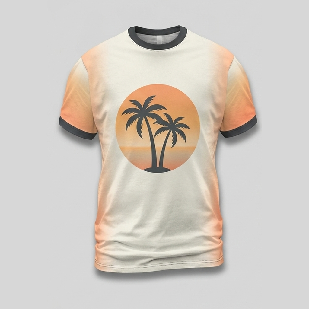 Vintage Retro Palm Beach Sunset Aop Tshirt